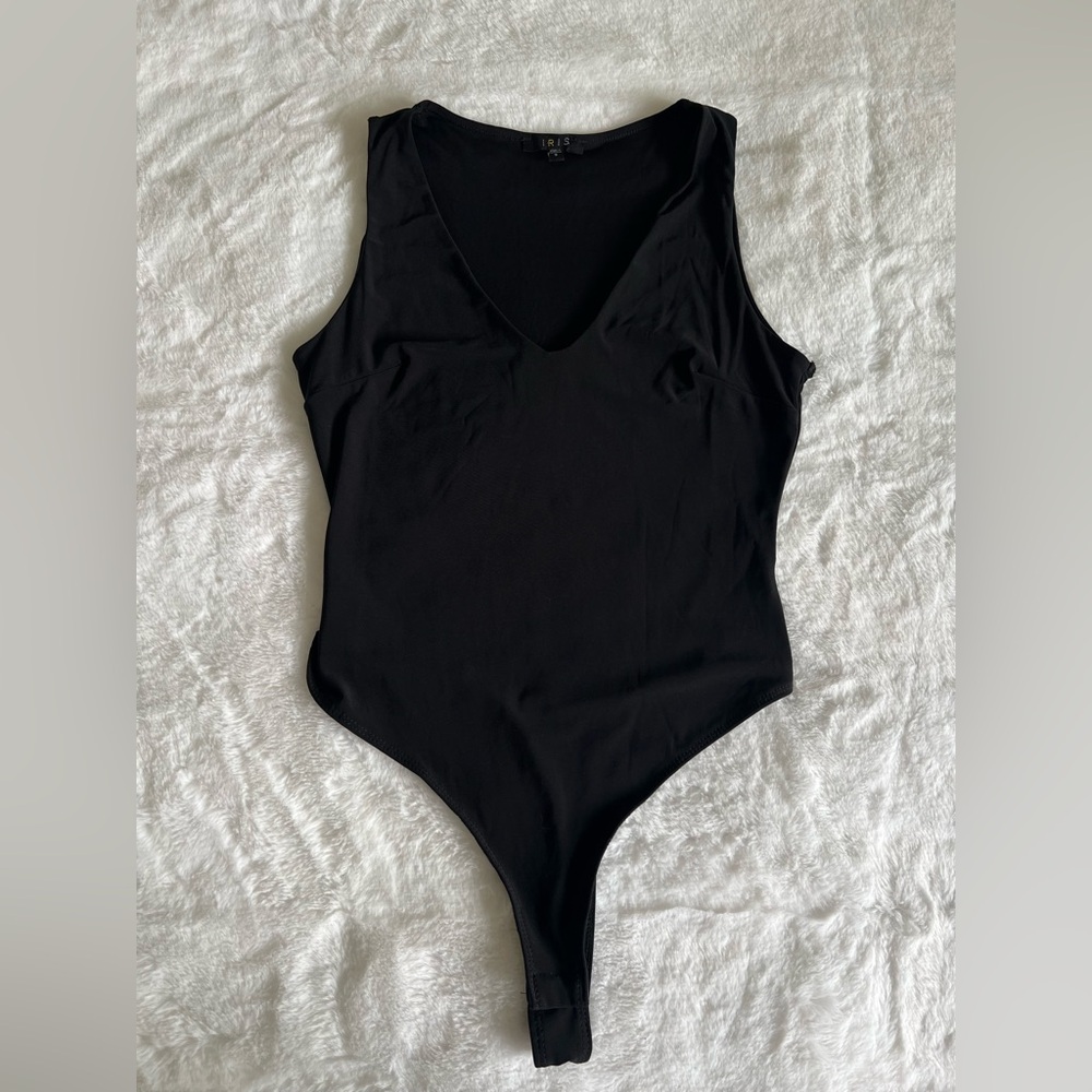 Iris Black V-Neck Bodysuit
